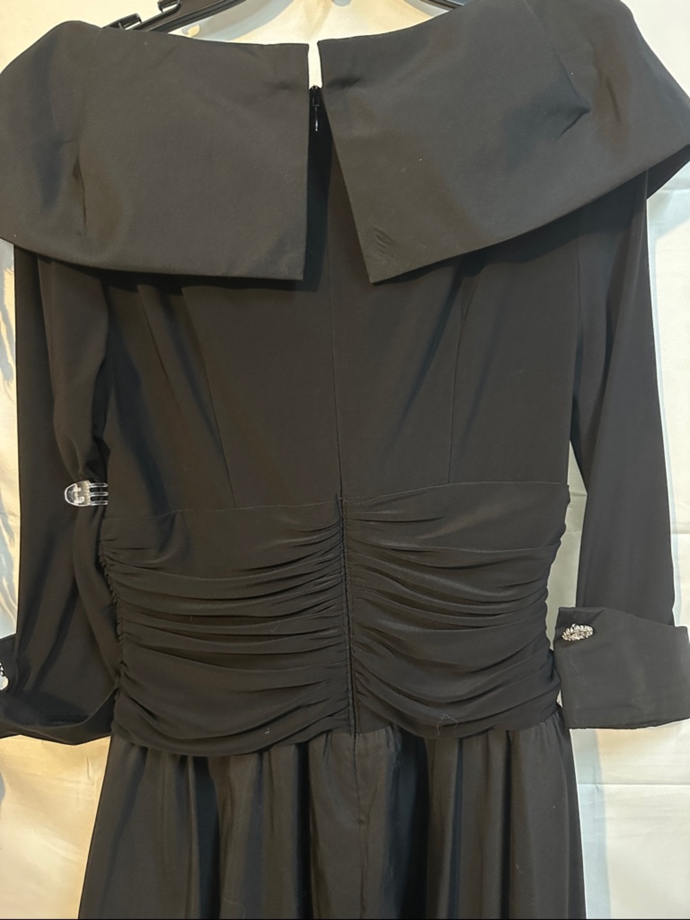 Jessica Howard Black Wide Collar Draped Waist Fit & Flare Dress - Picture 6 of 7
